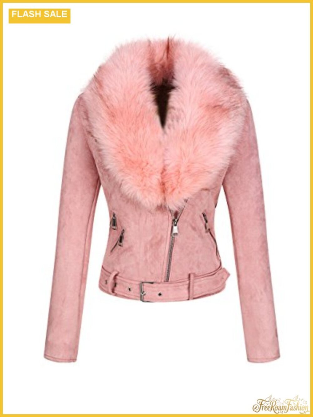 Faux Suede Moto Biker Jacket Sherpa Lined Asymmetric Zip